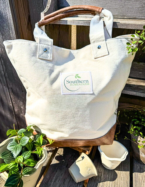Leather Handle Tote Bag
